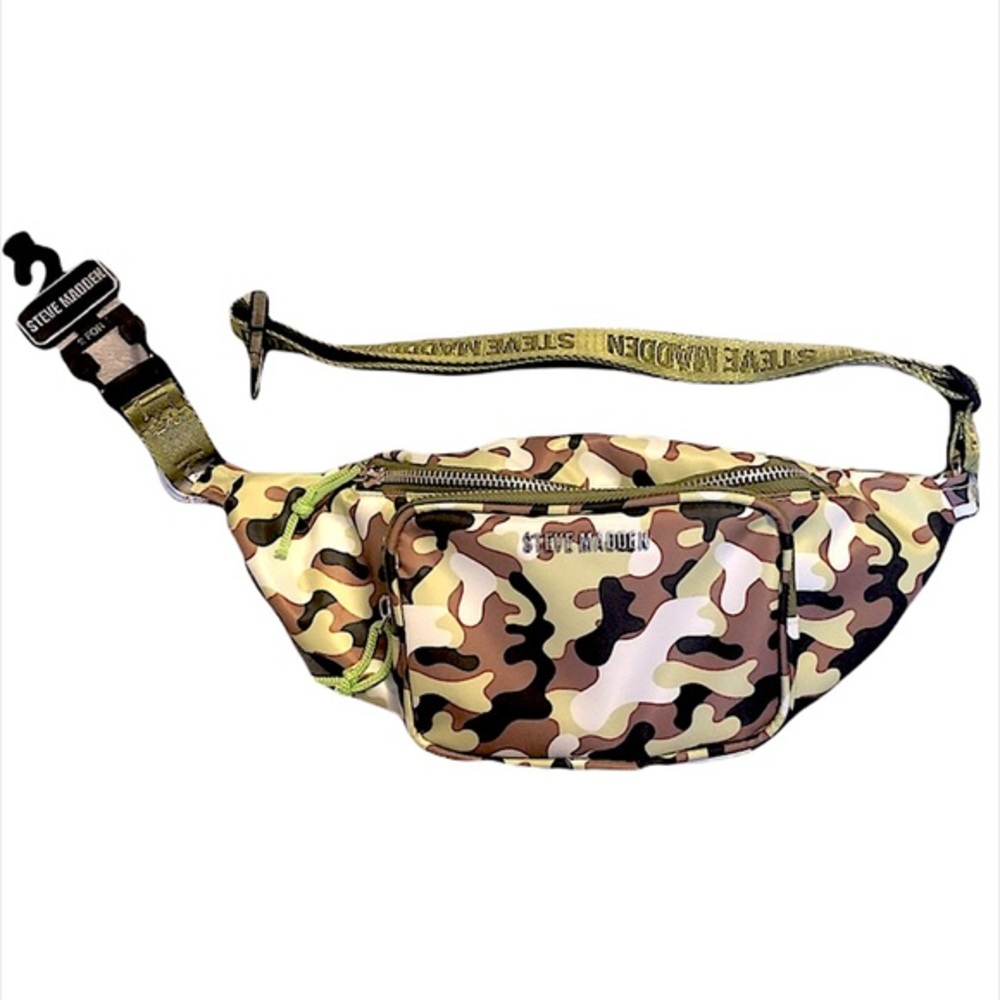 Steve Madden NWT Camouflage Print Fanny Shoulder Pack Green Brown Black White